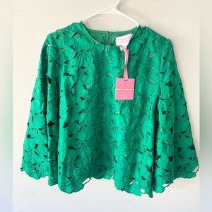 Tuckernuck Green Floral Eyelet Lace Top